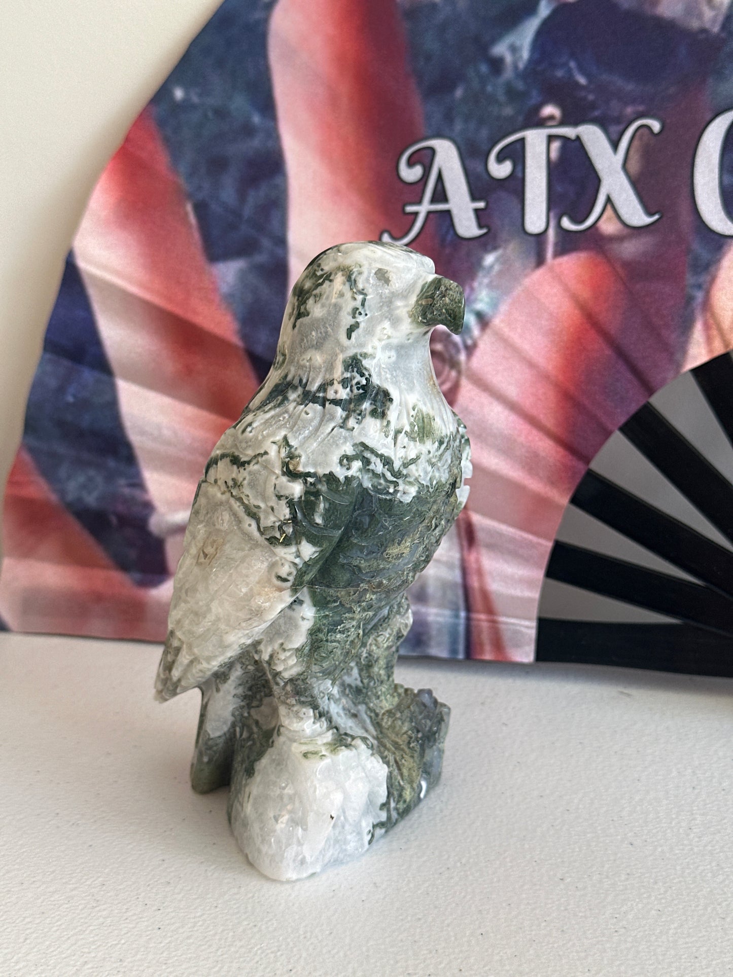 Tree Agate Eagle Carving