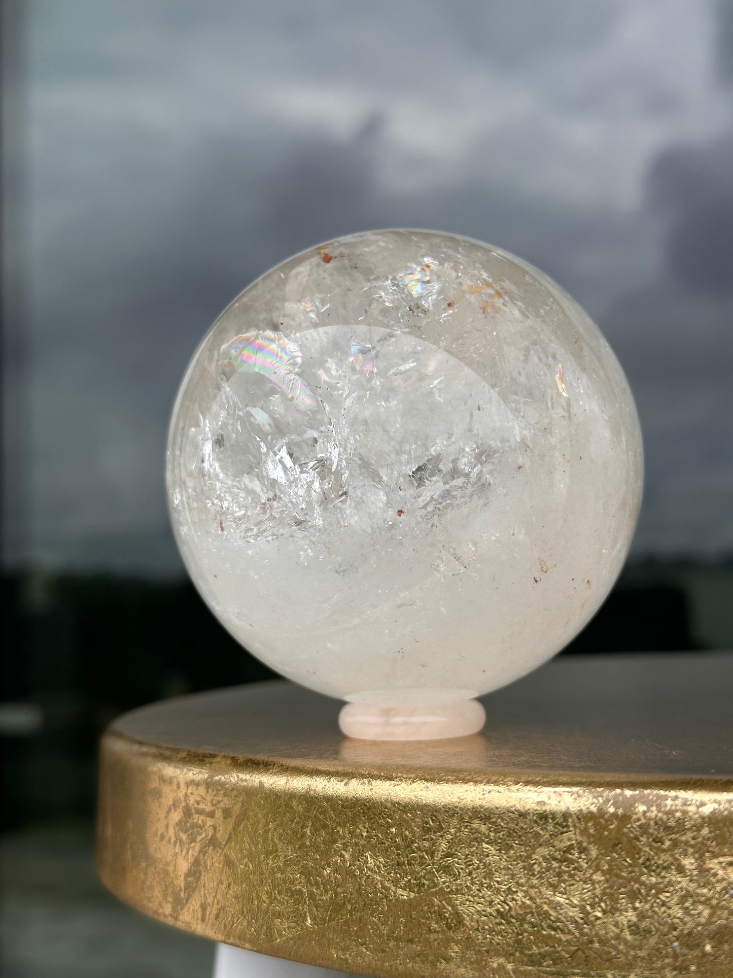Rainbow Filled Clear Quartz Sphere