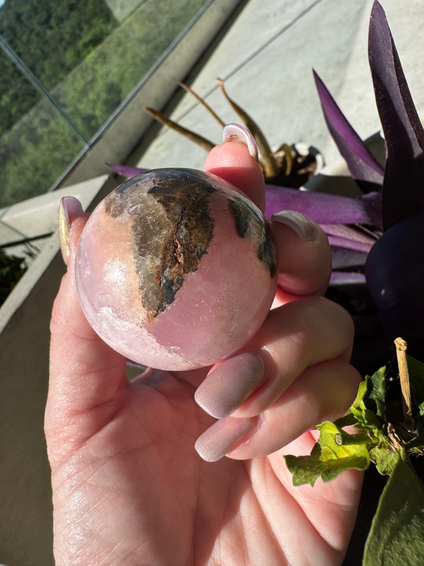 Pink Aragonite & Magnetite Heart Manifestation Sphere 137 Grams Cleansed and Charged in the ATX Sunshine 🩷