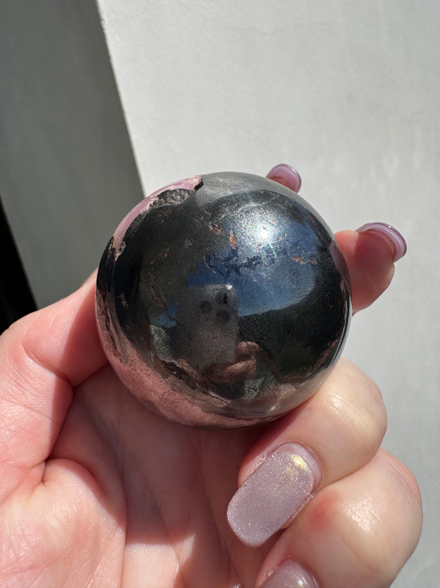 Pink Aragonite & Magnetite Crystal Sphere for the serious crystal collectors 259 Grams