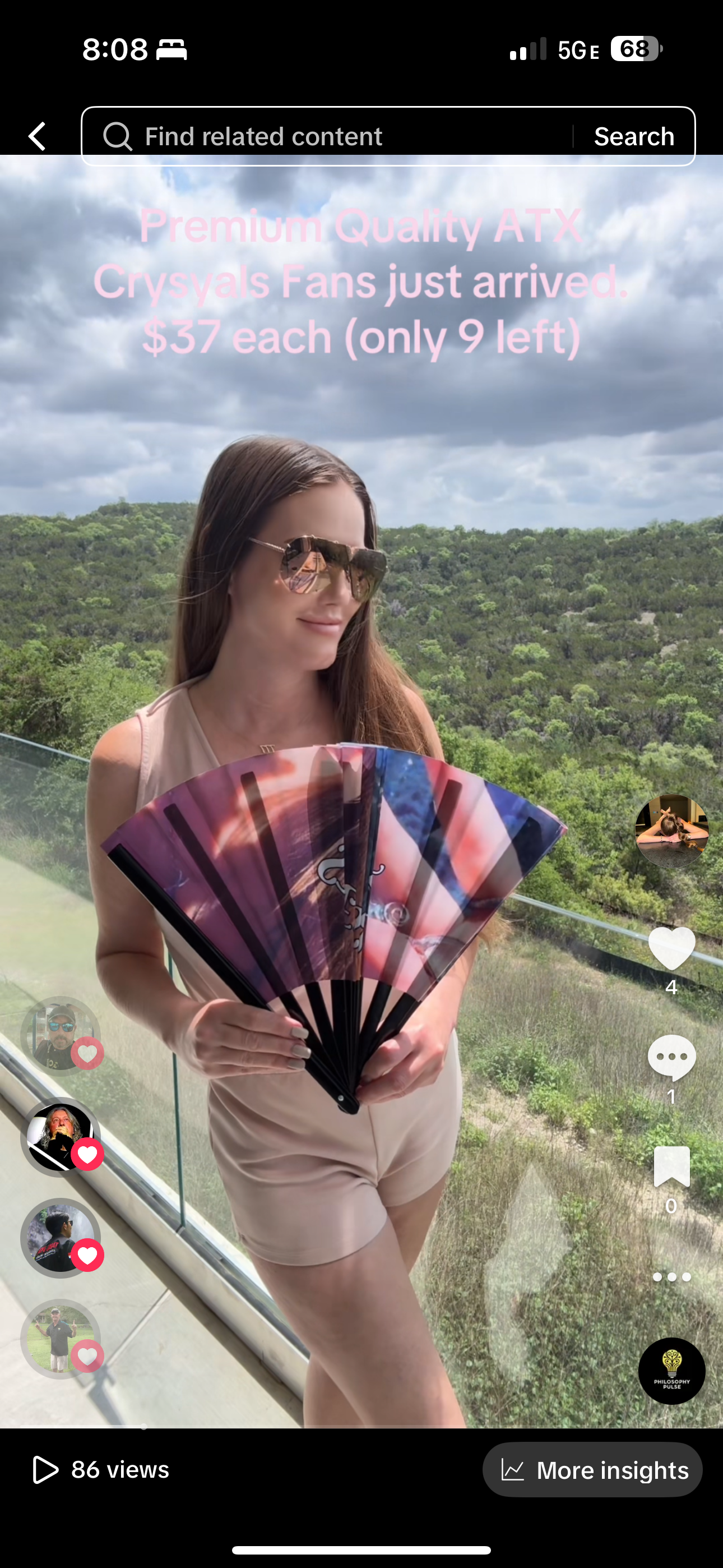 ATX Crystals Bamboo Luxury XXL Fan 26” when opened
