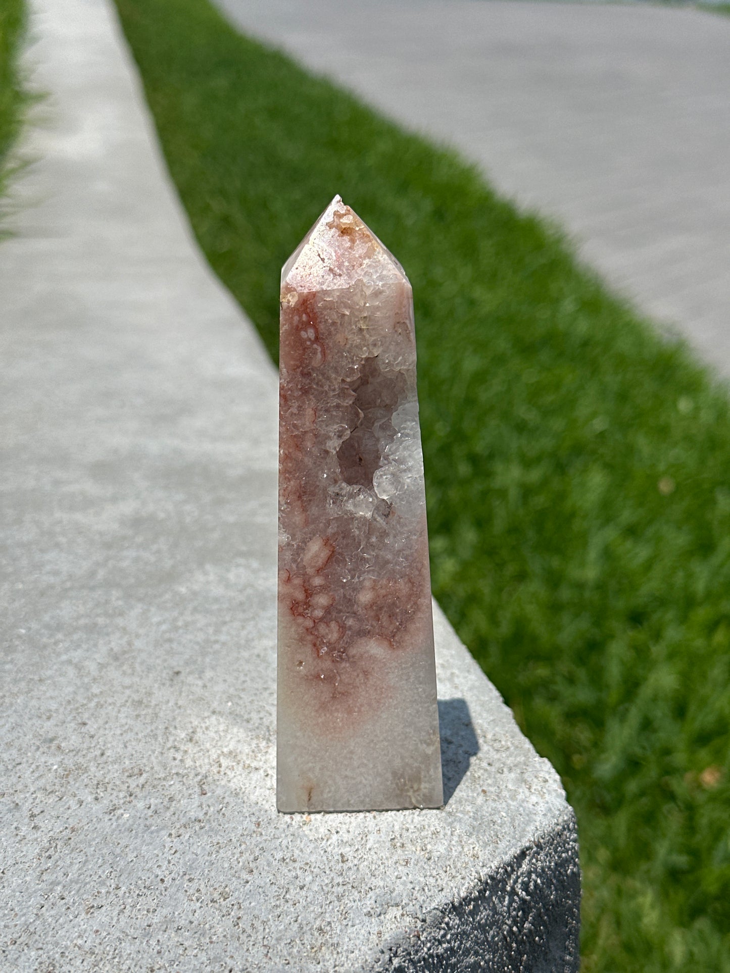 Pink Amethyst Tower with Druzy Cave