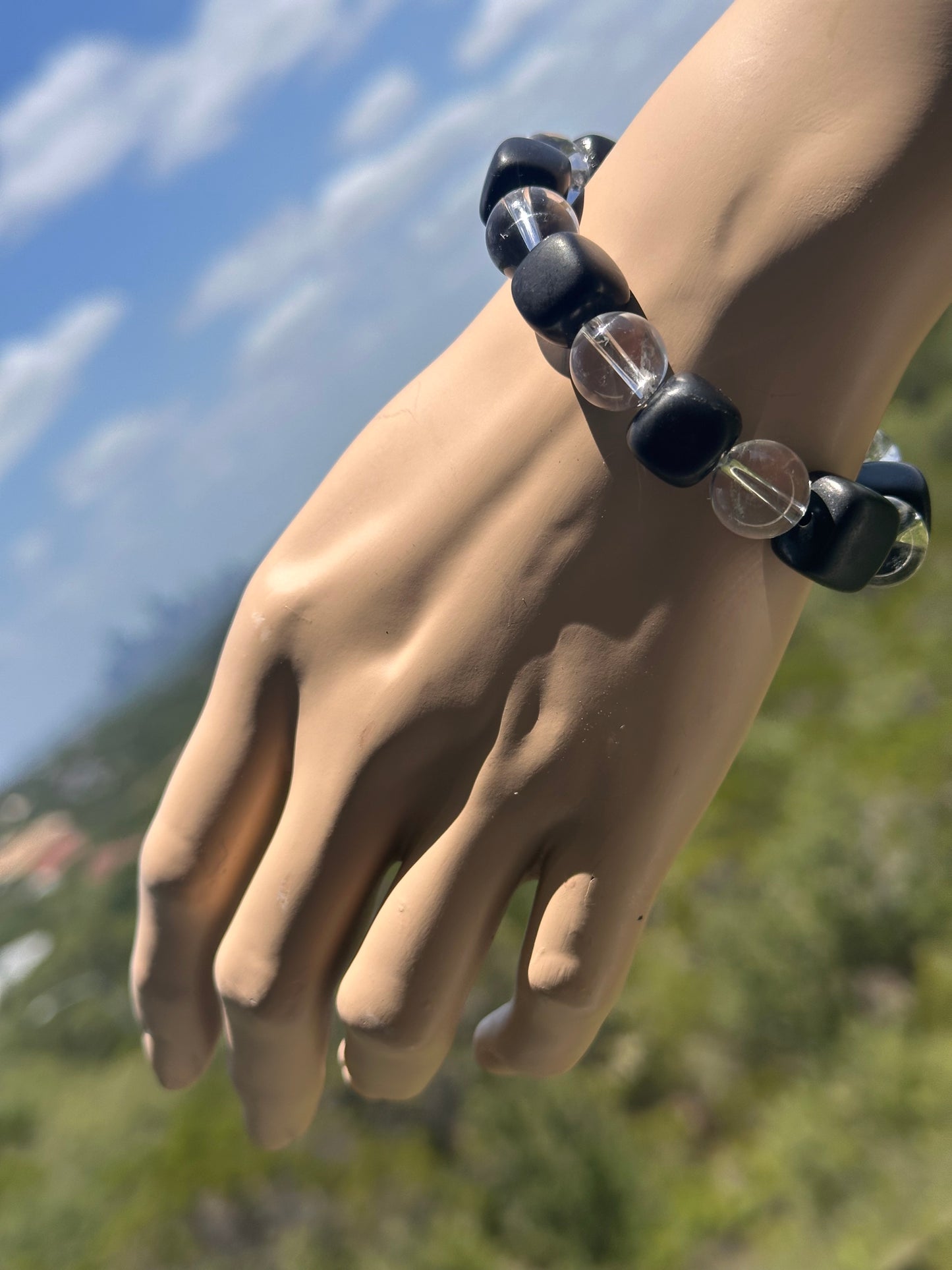 EMF Protection Amplified Clear Quartz and Shungite Custom TMB Bracelet