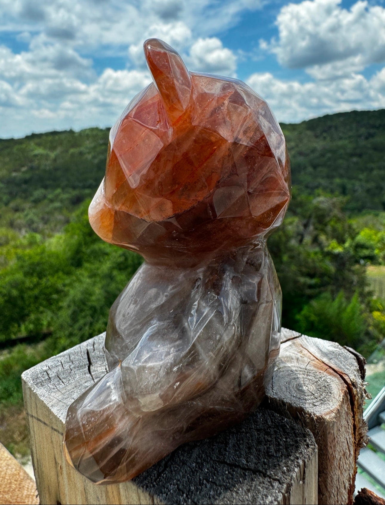 Faceted Crystal Teddy Bear Smoky Hematoid Golden Healer Quartz