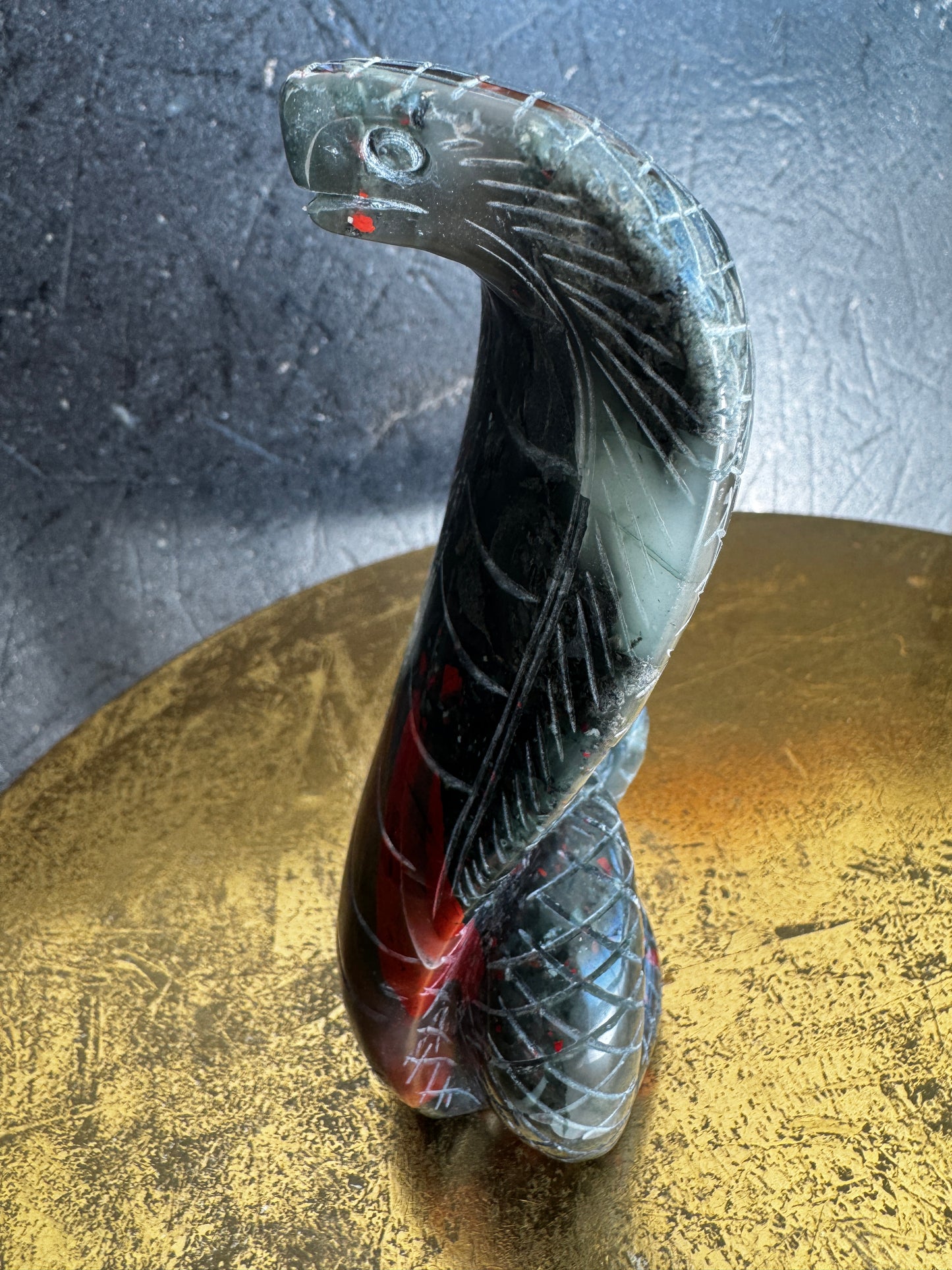 African Bloodstone Snake Serpent Hand Carved Crystal Year of the Snake