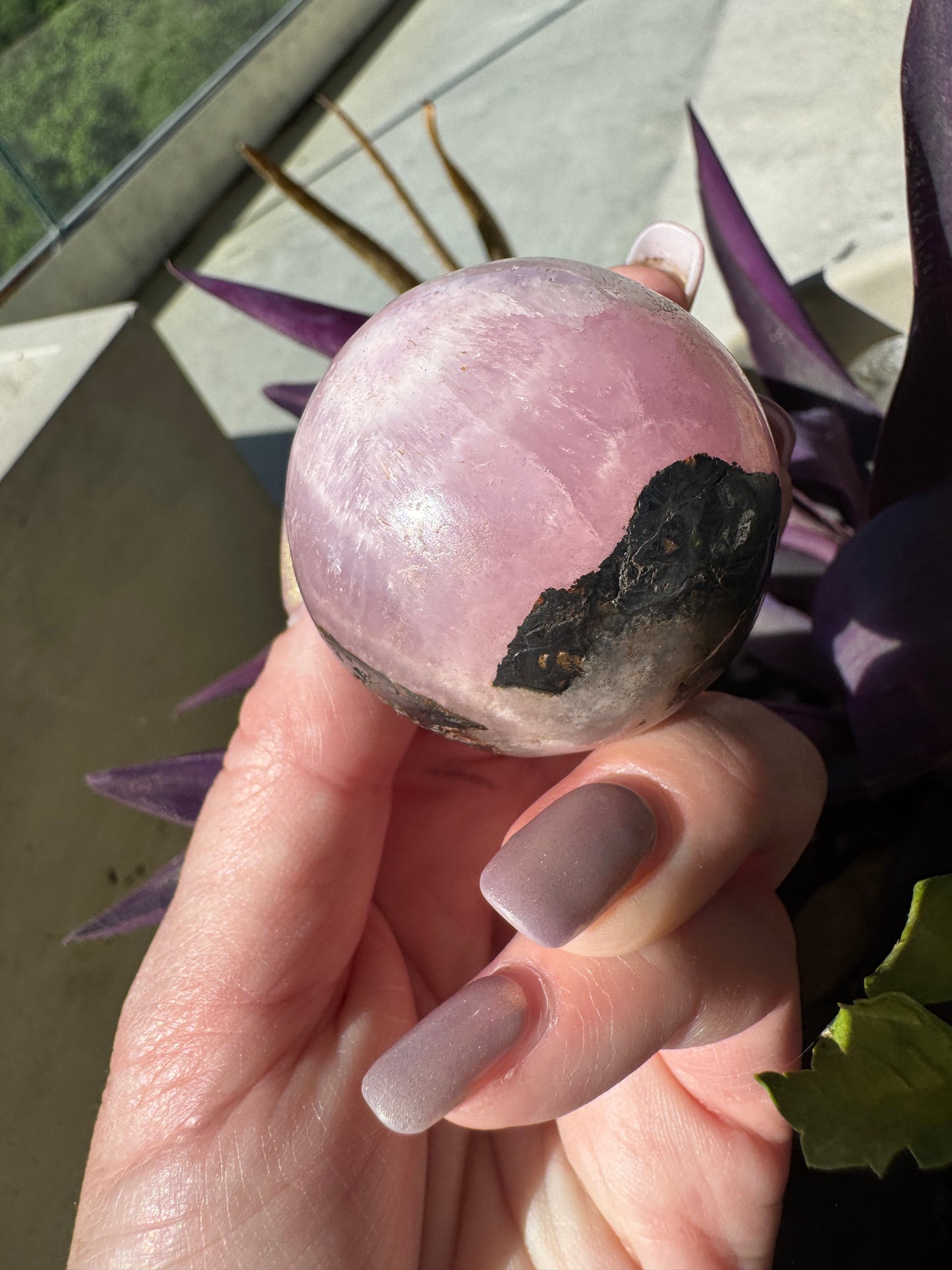 Pink Aragonite & Magnetite Heart Manifestation Sphere 137 Grams Cleansed and Charged in the ATX Sunshine 🩷