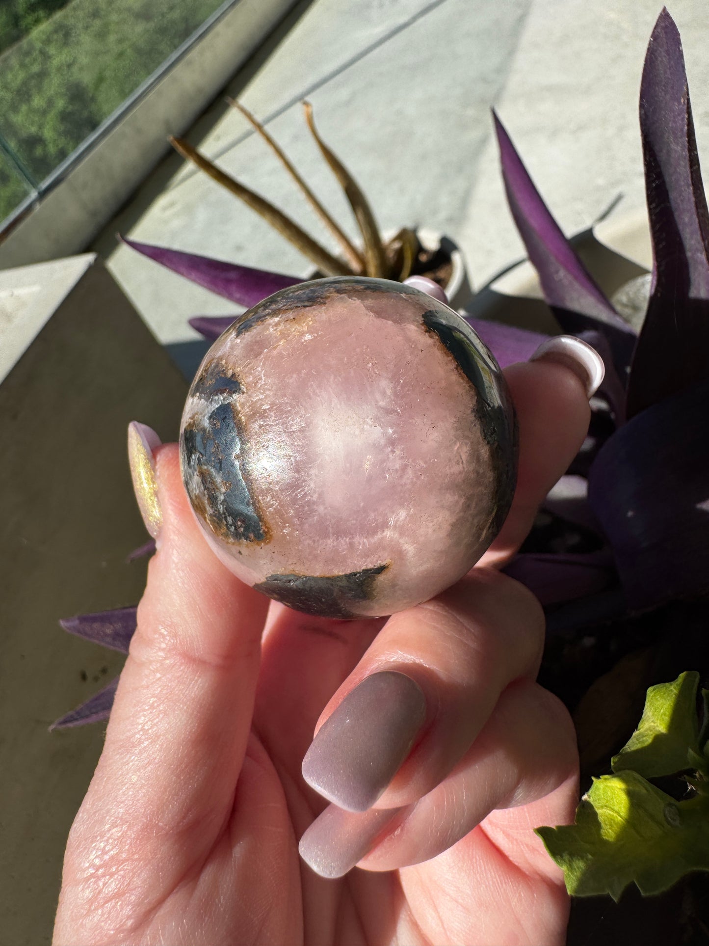 Pink Aragonite & Magnetite Heart Manifestation Sphere 137 Grams Cleansed and Charged in the ATX Sunshine 🩷
