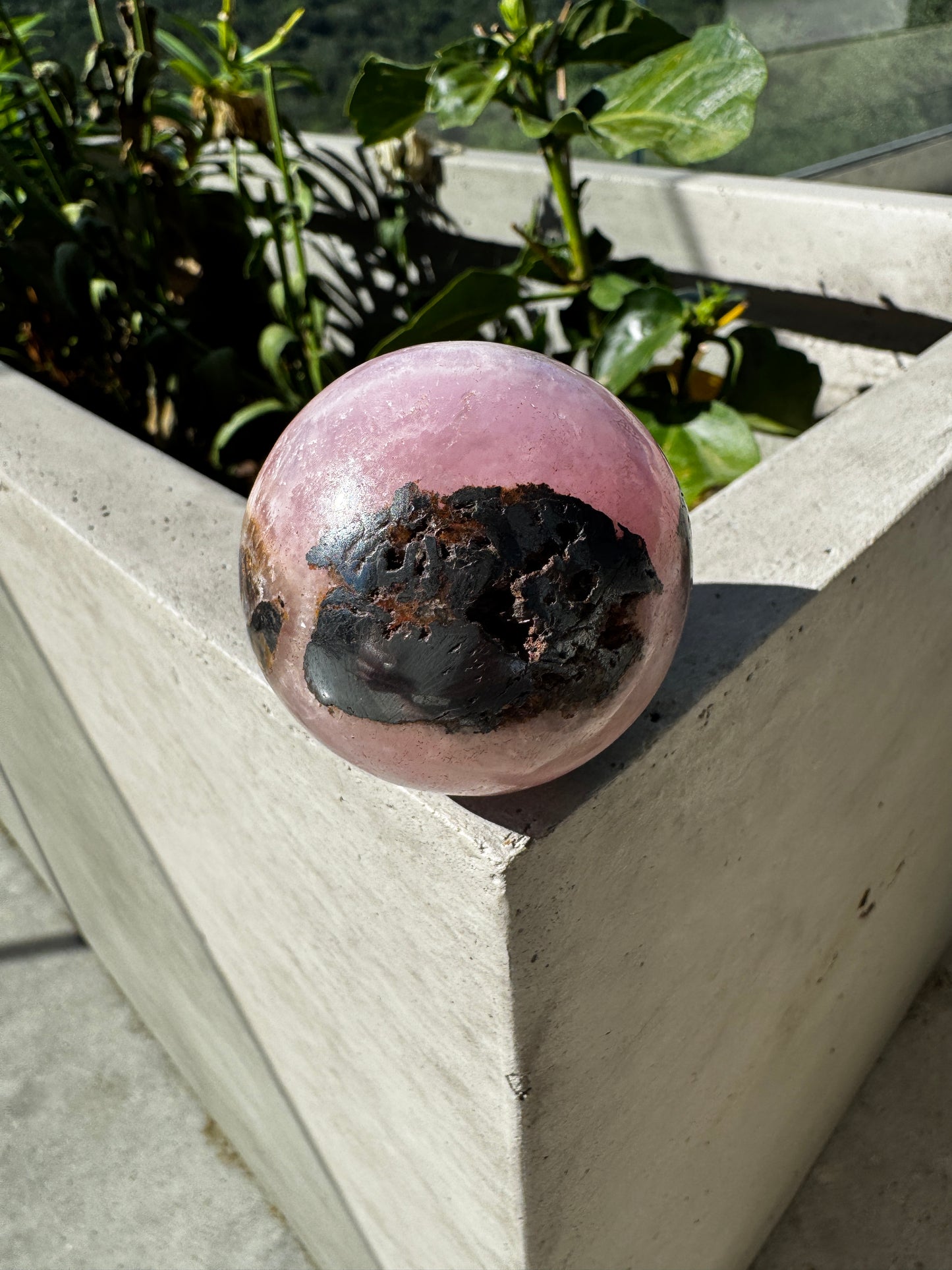 Pink Aragonite & Magnetite Heart Manifestation Sphere 137 Grams Cleansed and Charged in the ATX Sunshine 🩷