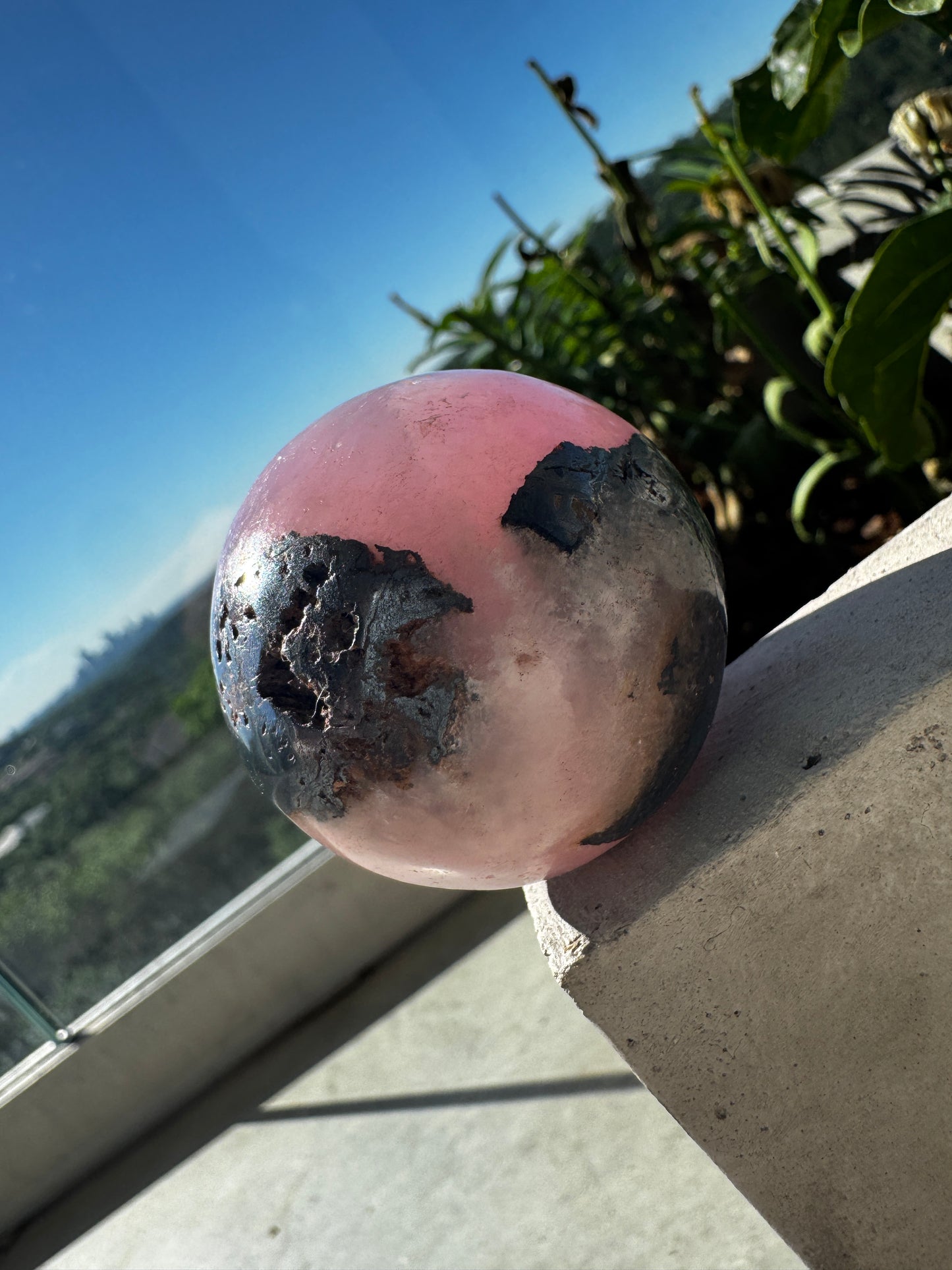 Pink Aragonite & Magnetite Heart Manifestation Sphere 137 Grams Cleansed and Charged in the ATX Sunshine 🩷