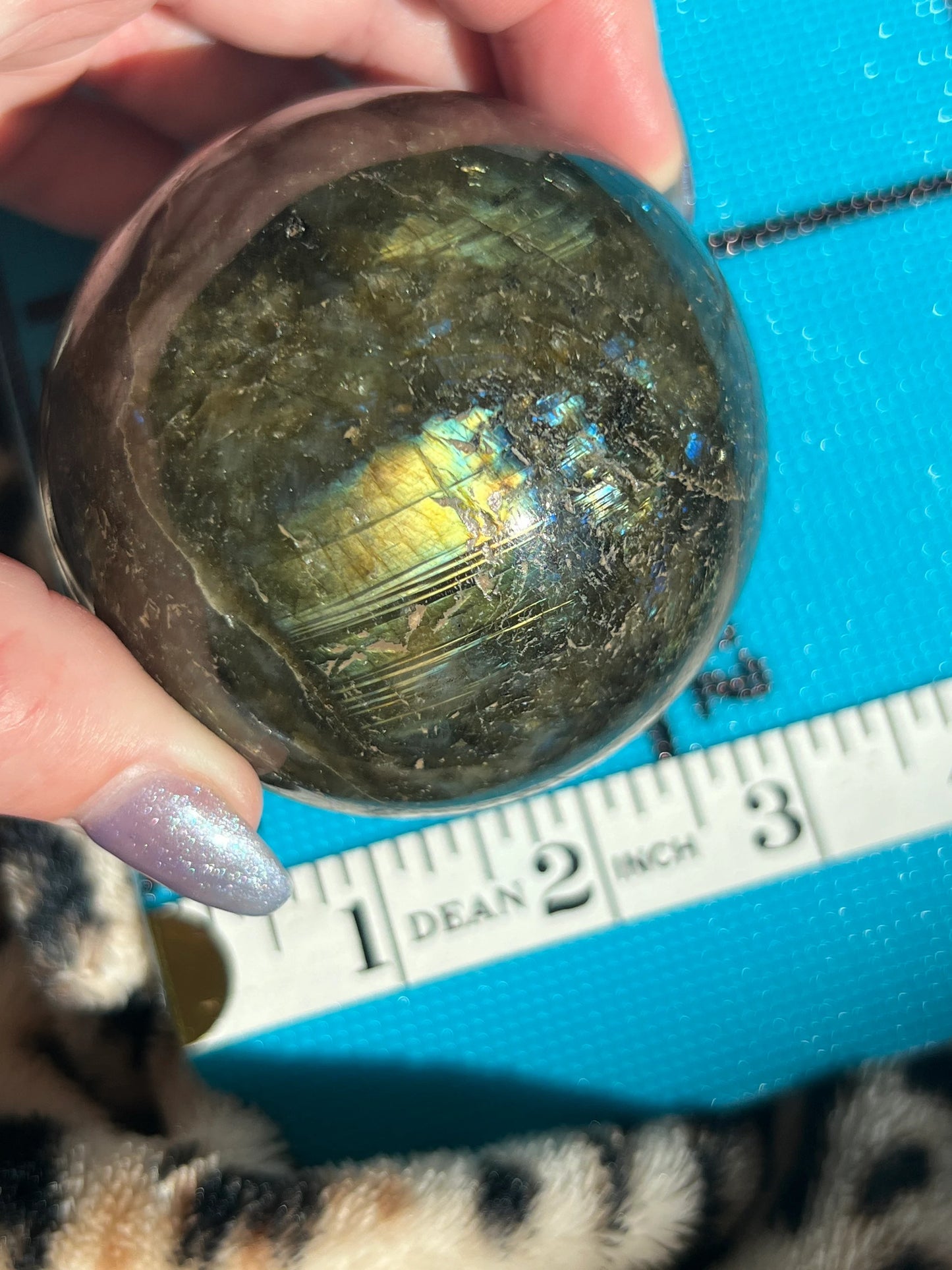 Labradorite Sphere 1lb FREE Metal Stand 3”