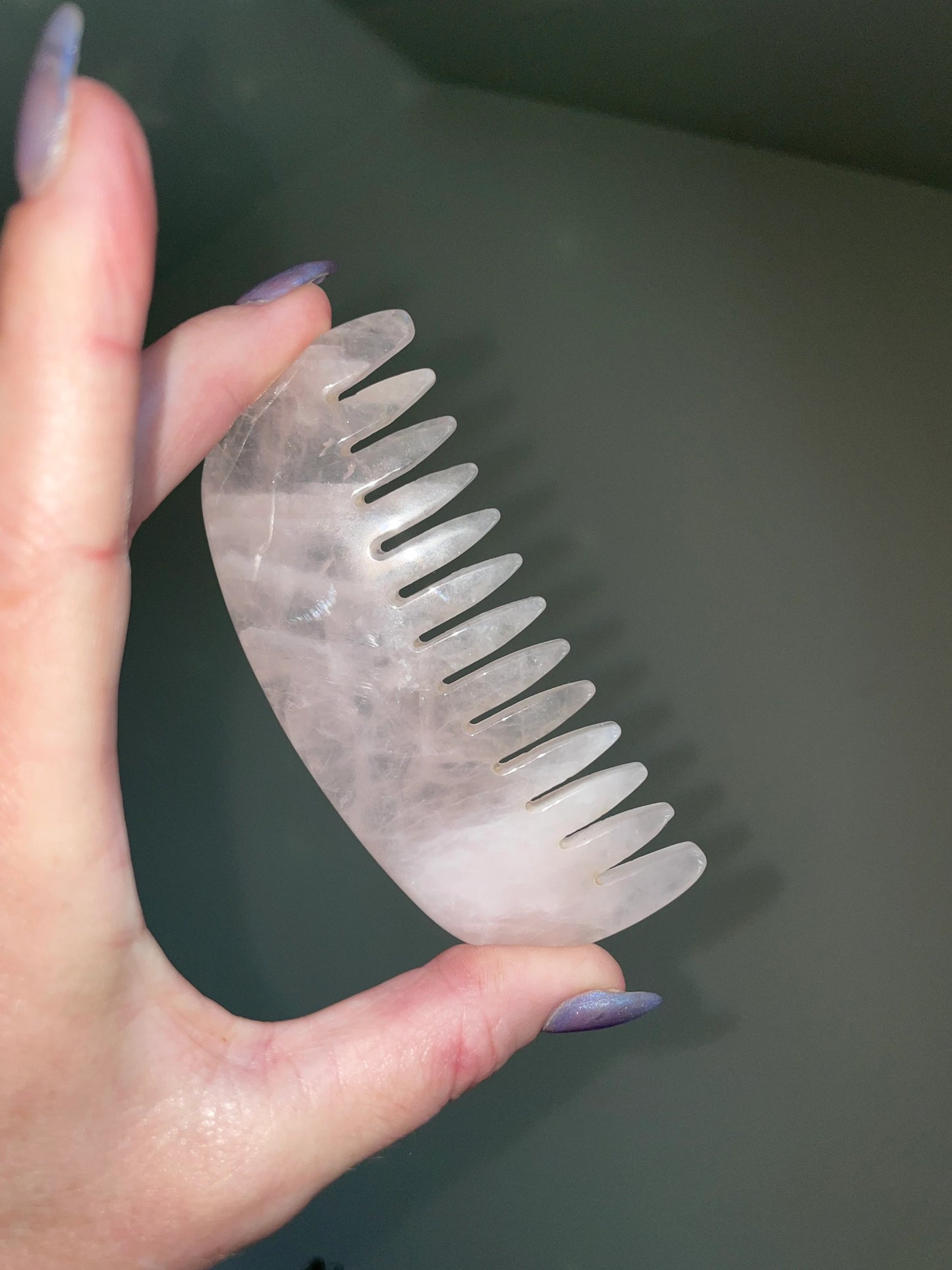 Rose Quartz Natural Crystal Comb 4”