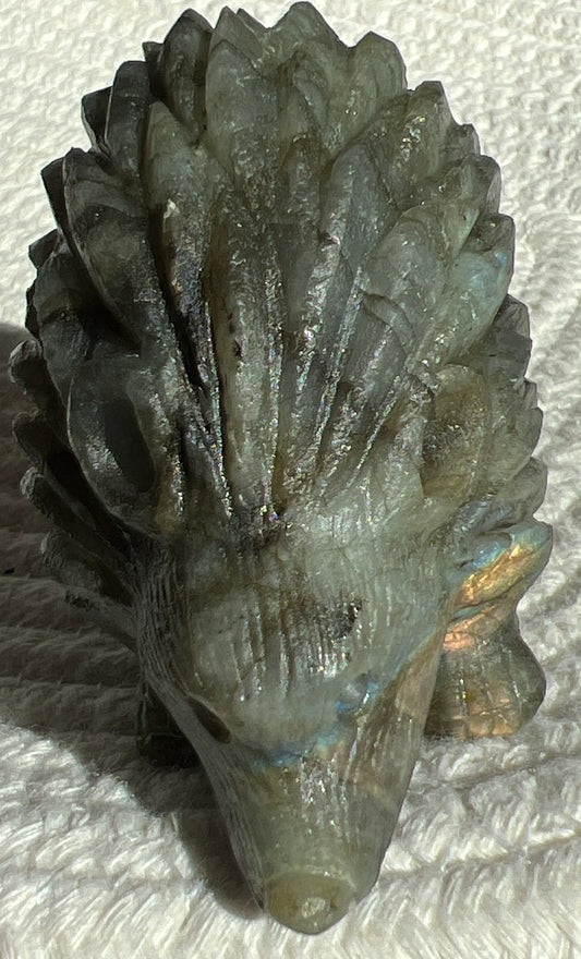 Hedgehog Labradorite Hand Carved Crystal Large