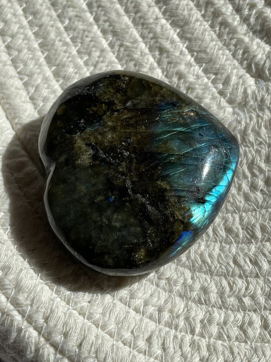 Labradorite Metallic Heart Crystal 133 Grams