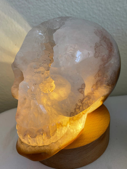 Quartz and Agate Skull Crystal Carving Over 4 lbs