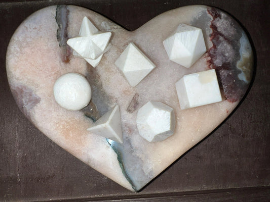 Scolecite Platonic Solids 7 Piece Set