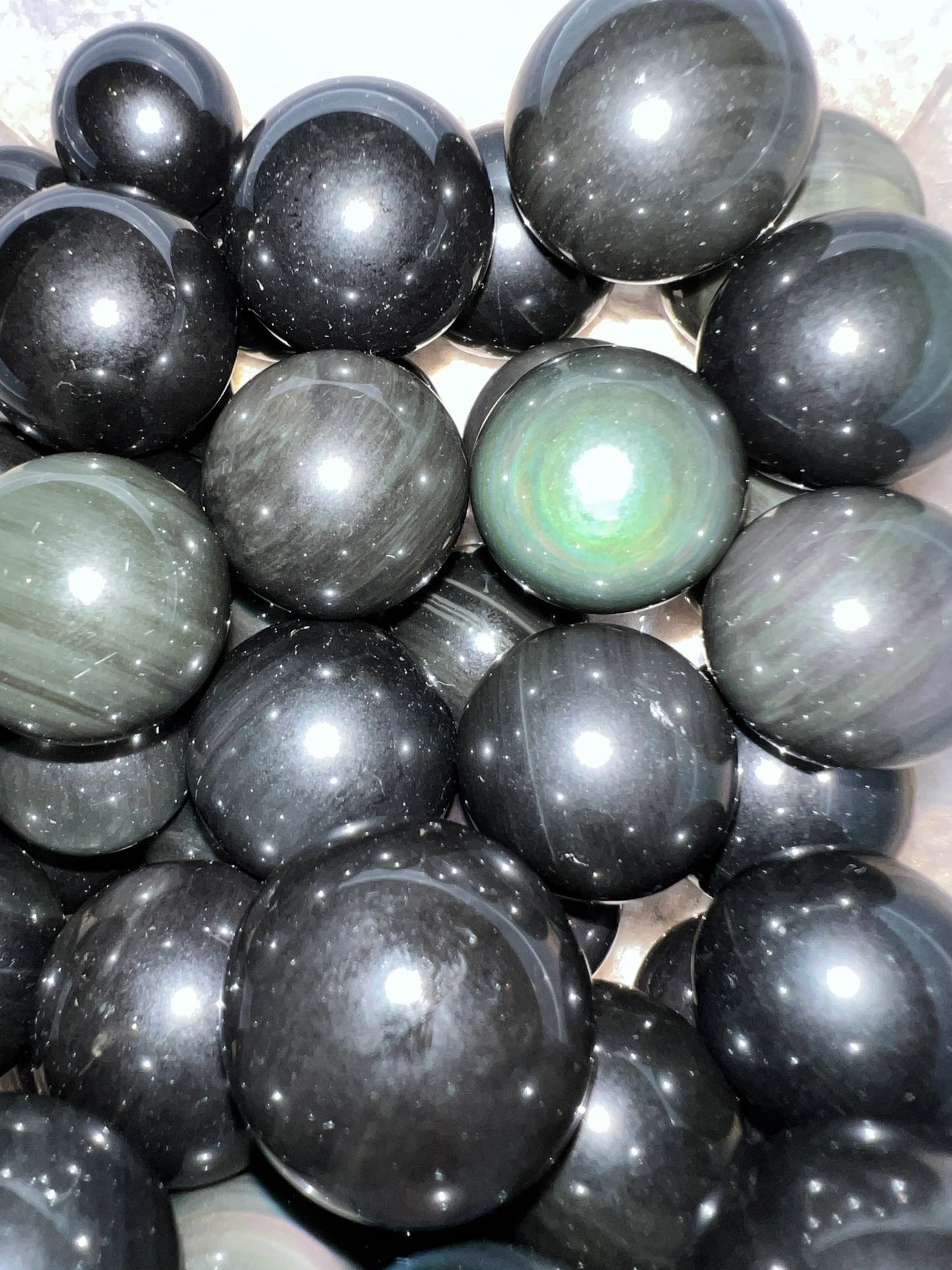 Galactic -75” to 1” Rainbow Obsidian Crystal Sphere