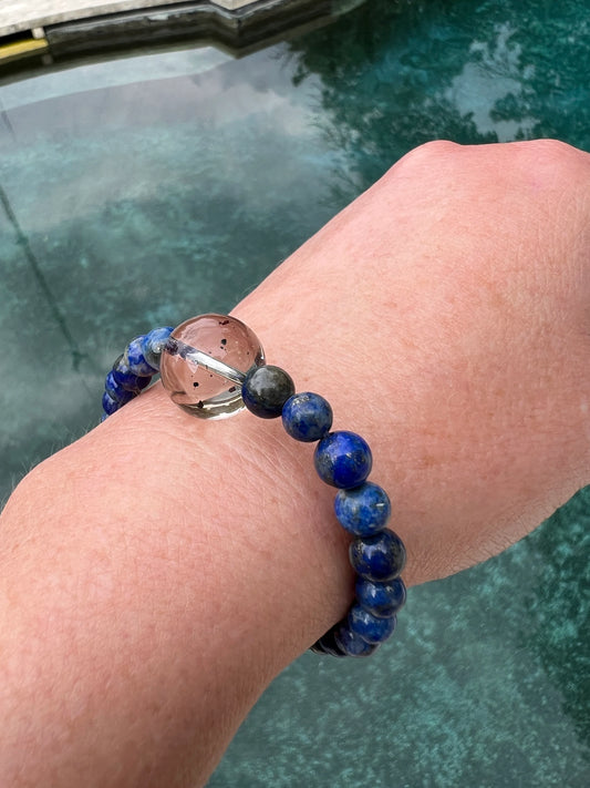 Queen is Me Lapis Lazuli with Pyrite Included Quartz TMB Custom Crystal Bracelet