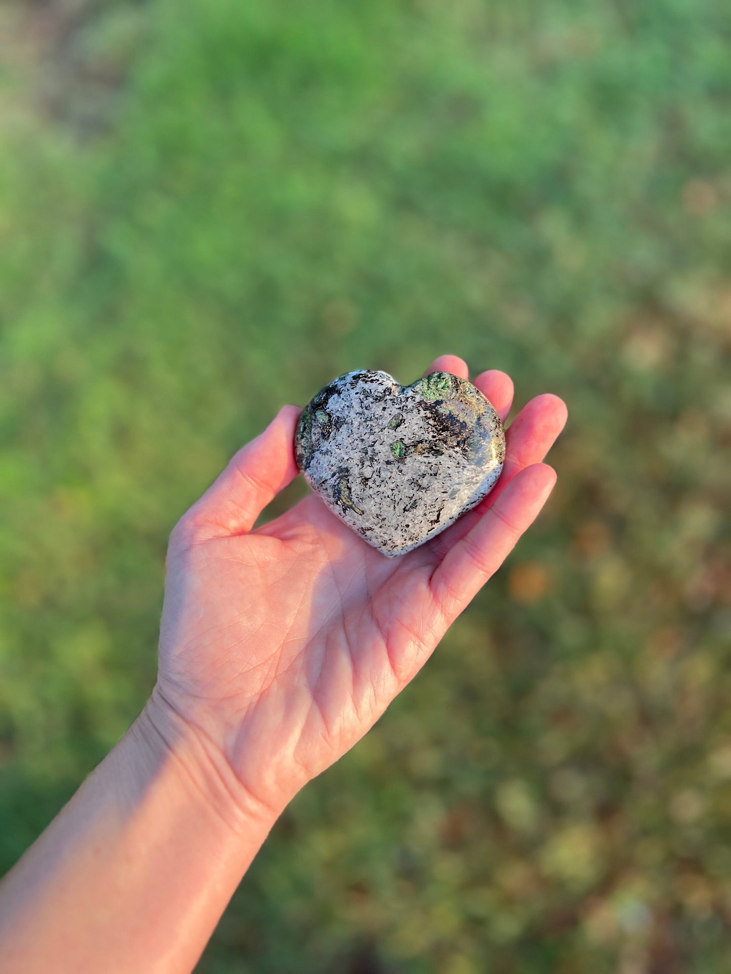 Gemstone Chrome Diopside Puffy Crystal Heart 372 Grams