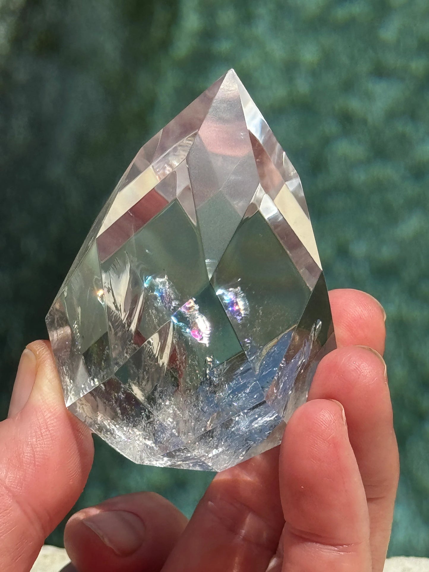 Rainbow Light Code Brazilian Clear Quartz Diamond Flame