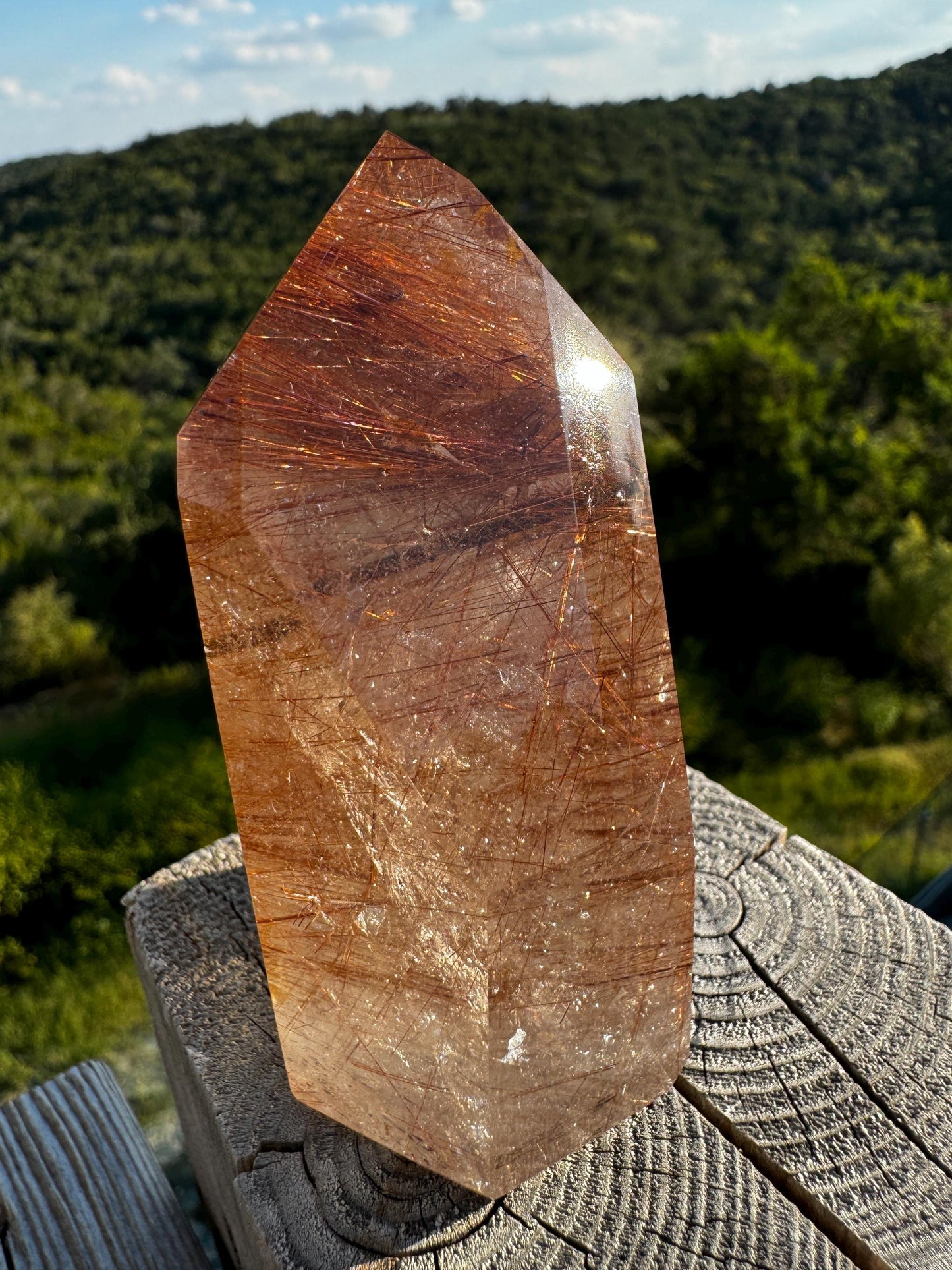 Premium Exotic Rose Gold and Copper Rutile in Quartz Beveled Generator 259 Grams