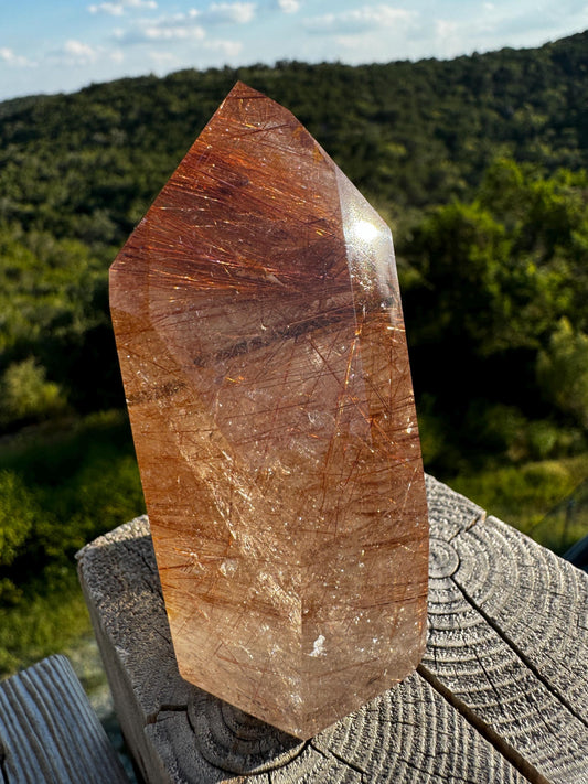 Premium Exotic Rose Gold and Copper Rutile in Quartz Beveled Generator 259 Grams