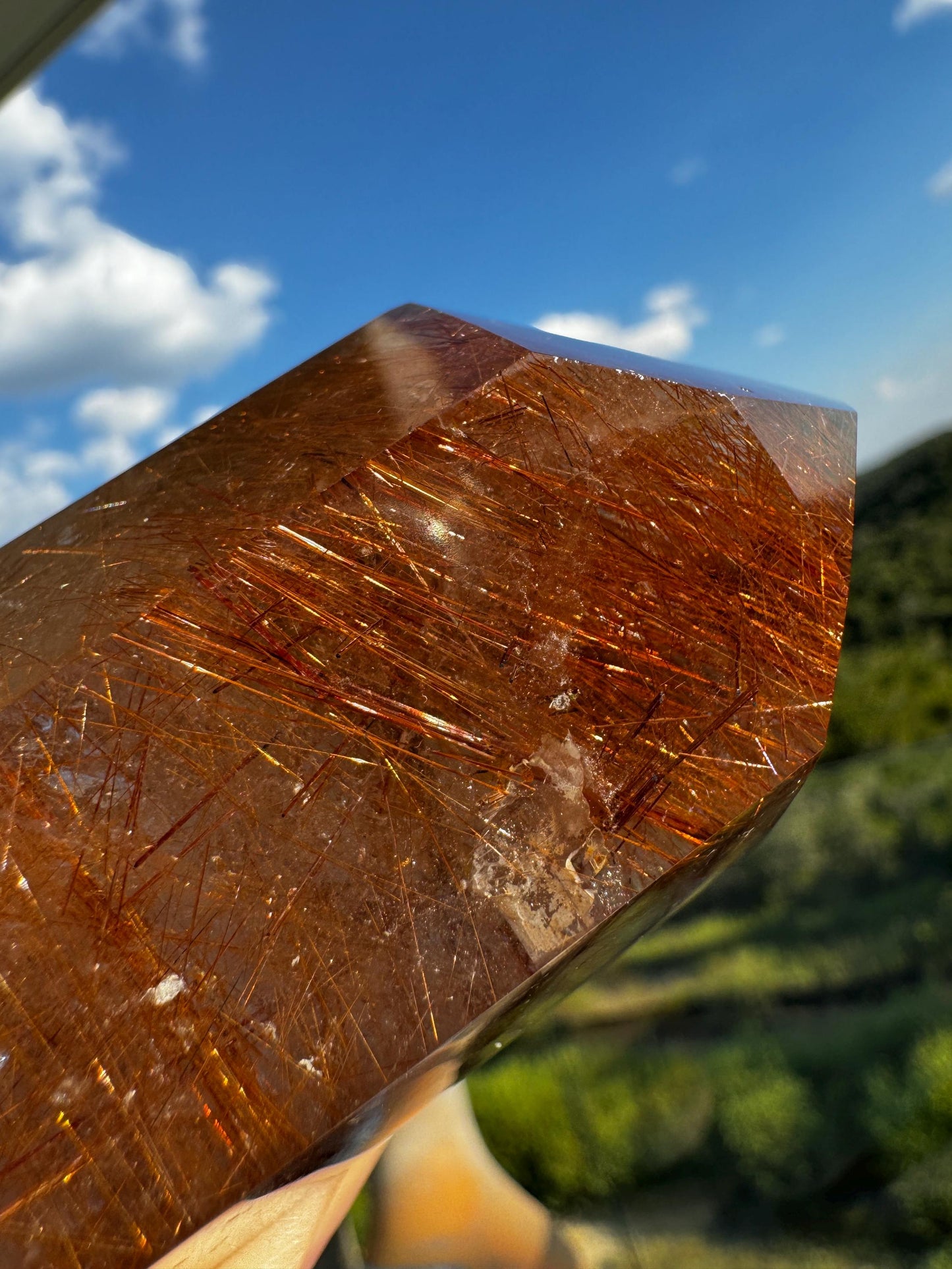 Premium Exotic Rose Gold and Copper Rutile in Quartz Beveled Generator 259 Grams