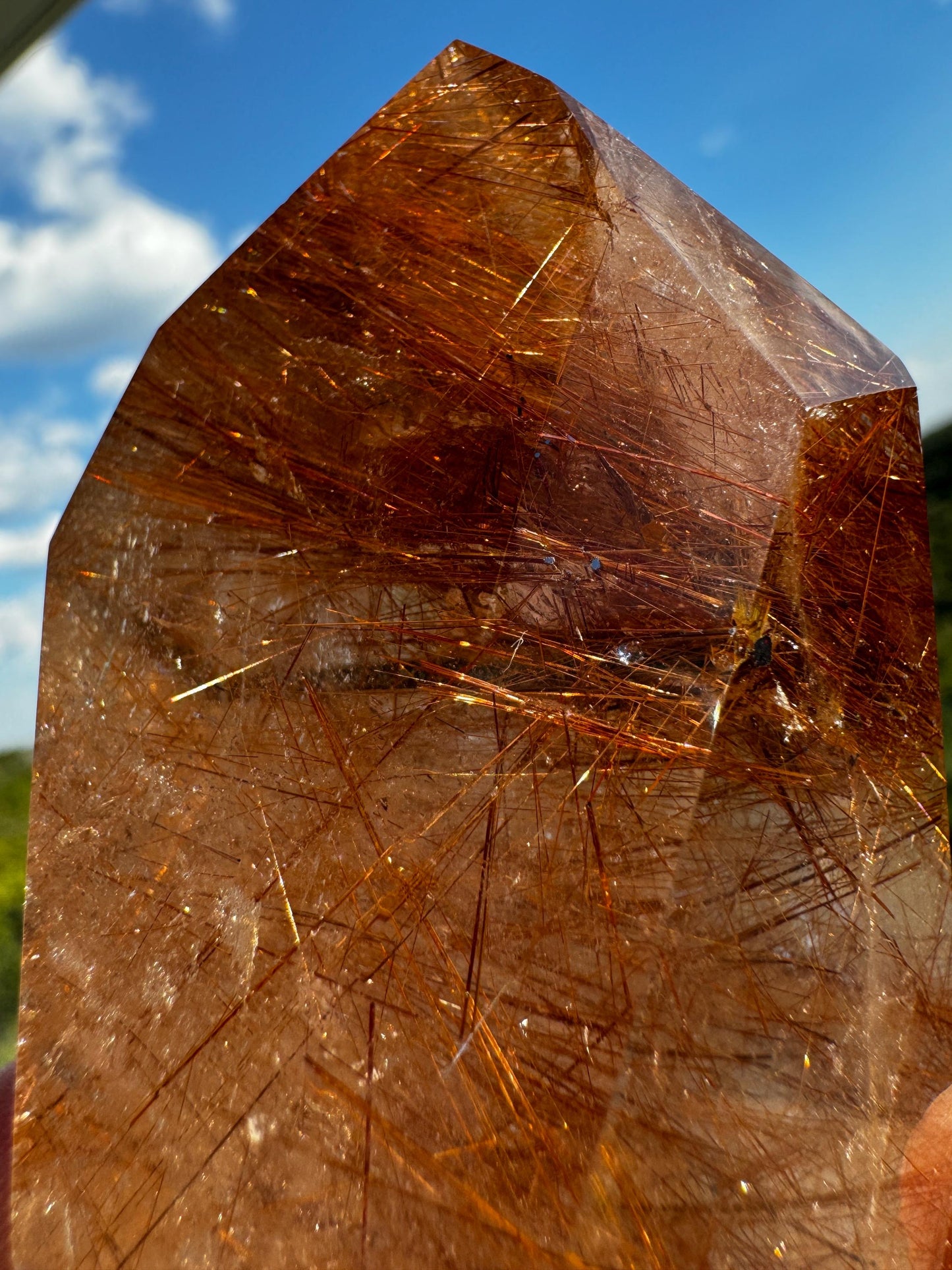 Premium Exotic Rose Gold and Copper Rutile in Quartz Beveled Generator 259 Grams