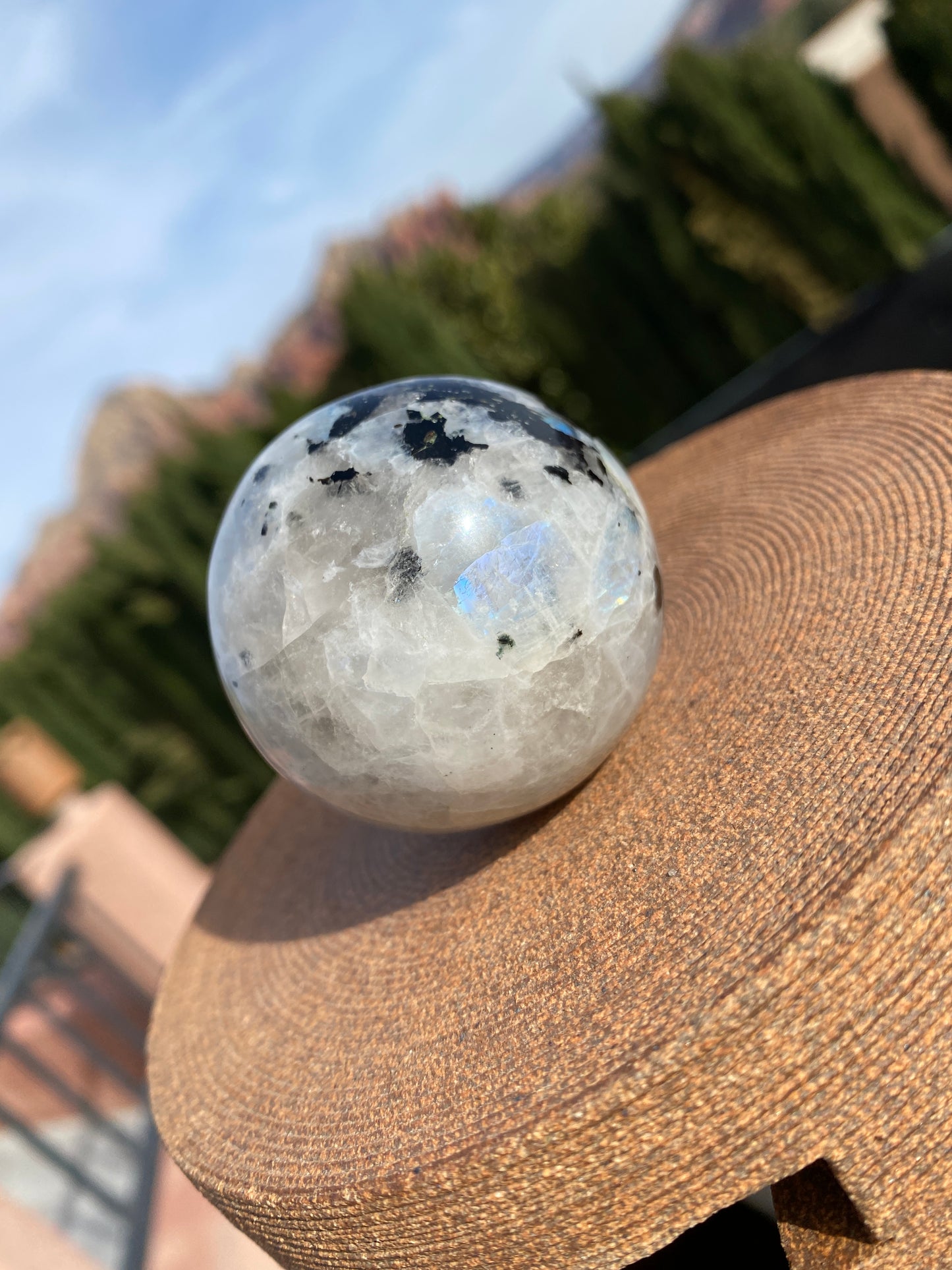 Flashy Rainbow Moonstone Sphere