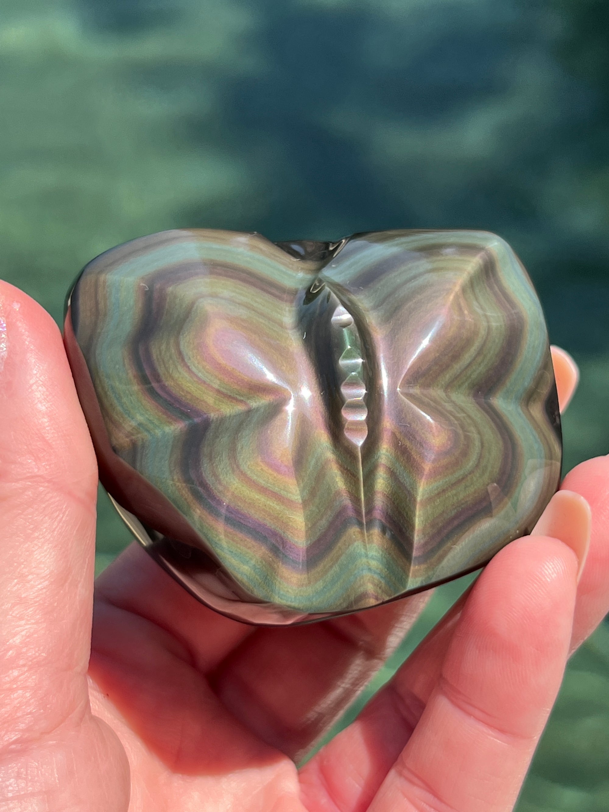 Butterfly Rainbow Obsidian Carving