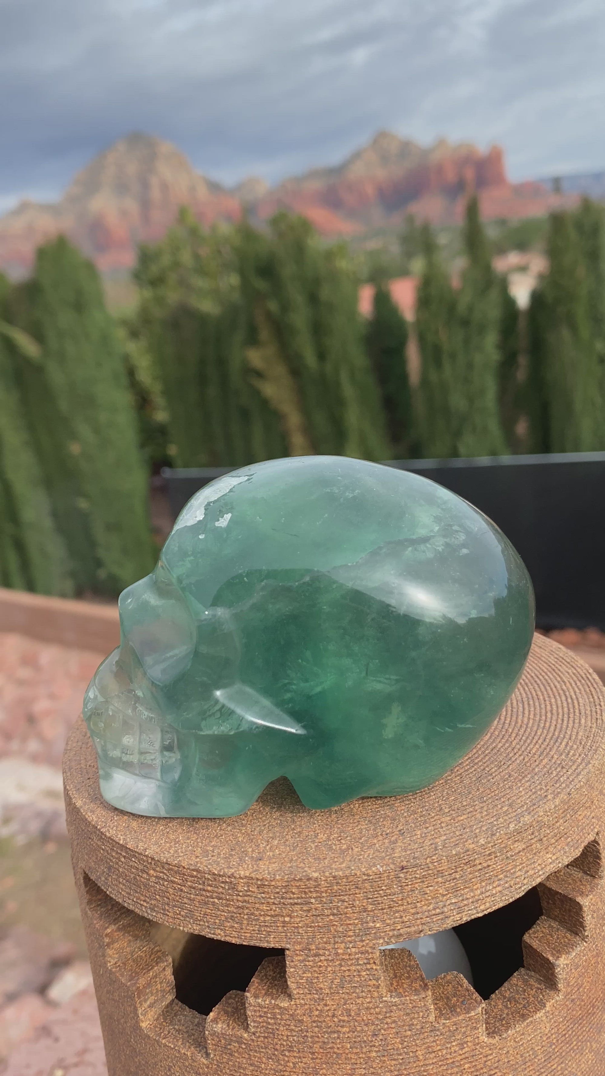 Green Fluorite Skull