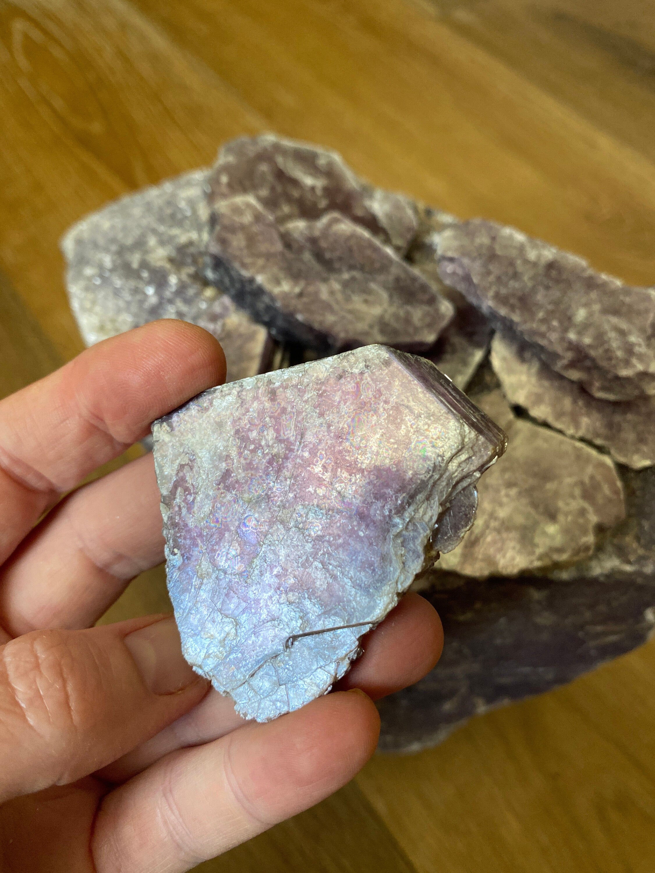 Natural Lepidolite Layered Purple Lithium Mica Crystals Anti