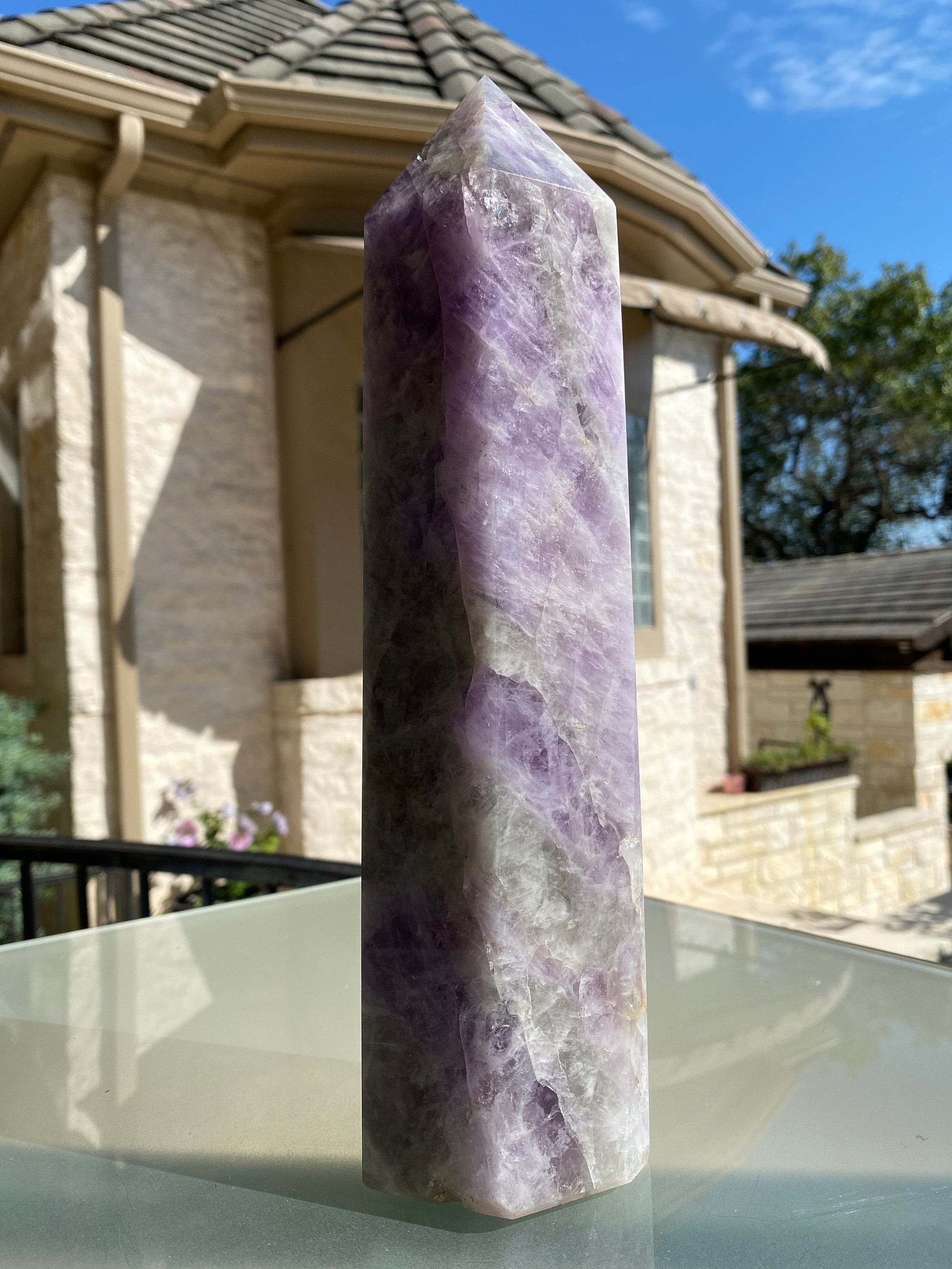 Amethyst & Smoky Quartz 7 LB Generator Giant Tower Rainbows 1’ Tall