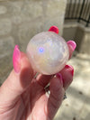 Rose Aura Quartz Crystal Sphere Unicorn Rainbows Fairy Energy 1.25 Inch