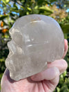 Clear Quartz Hand Carved Skull 1.64 lbs on Light Up Stand