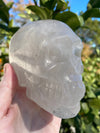 Clear Quartz Hand Carved Skull 1.64 lbs on Light Up Stand