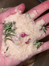 Cosmic Love Spell Bath Salt Gift Set Rose Quartz and Candle