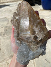 Massive Calcite Yellow Rainbow Phantom on Quartz 2.16 lbs