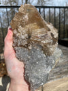 Massive Calcite Yellow Rainbow Phantom on Quartz 2.16 lbs