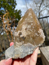 Massive Calcite Yellow Rainbow Phantom on Quartz 2.16 lbs