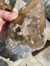 Massive Calcite Yellow Rainbow Phantom on Quartz 2.16 lbs