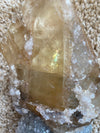 Massive Calcite Yellow Rainbow Phantom on Quartz 2.16 lbs