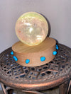 Turquoise Wooden Lit Stand lamp for Crystals