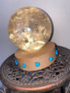 Turquoise Wooden Lit Stand lamp for Crystals