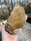 Massive Calcite Yellow Rainbow Phantom on Quartz 2.16 lbs