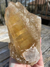 Massive Calcite Yellow Rainbow Phantom on Quartz 2.16 lbs