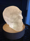 Clear Quartz Hand Carved Skull 1.64 lbs on Light Up Stand