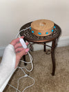 Turquoise Wooden Lit Stand lamp for Crystals