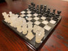 Natural and Black Hand Carved Onyx Chess Board