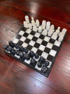 Natural and Black Hand Carved Onyx Chess Board