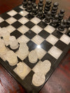 Natural and Black Hand Carved Onyx Chess Board